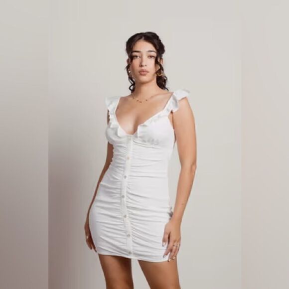 NWT Blue Blush Off White Ruffle Mini Dress - Picture 1 of 4